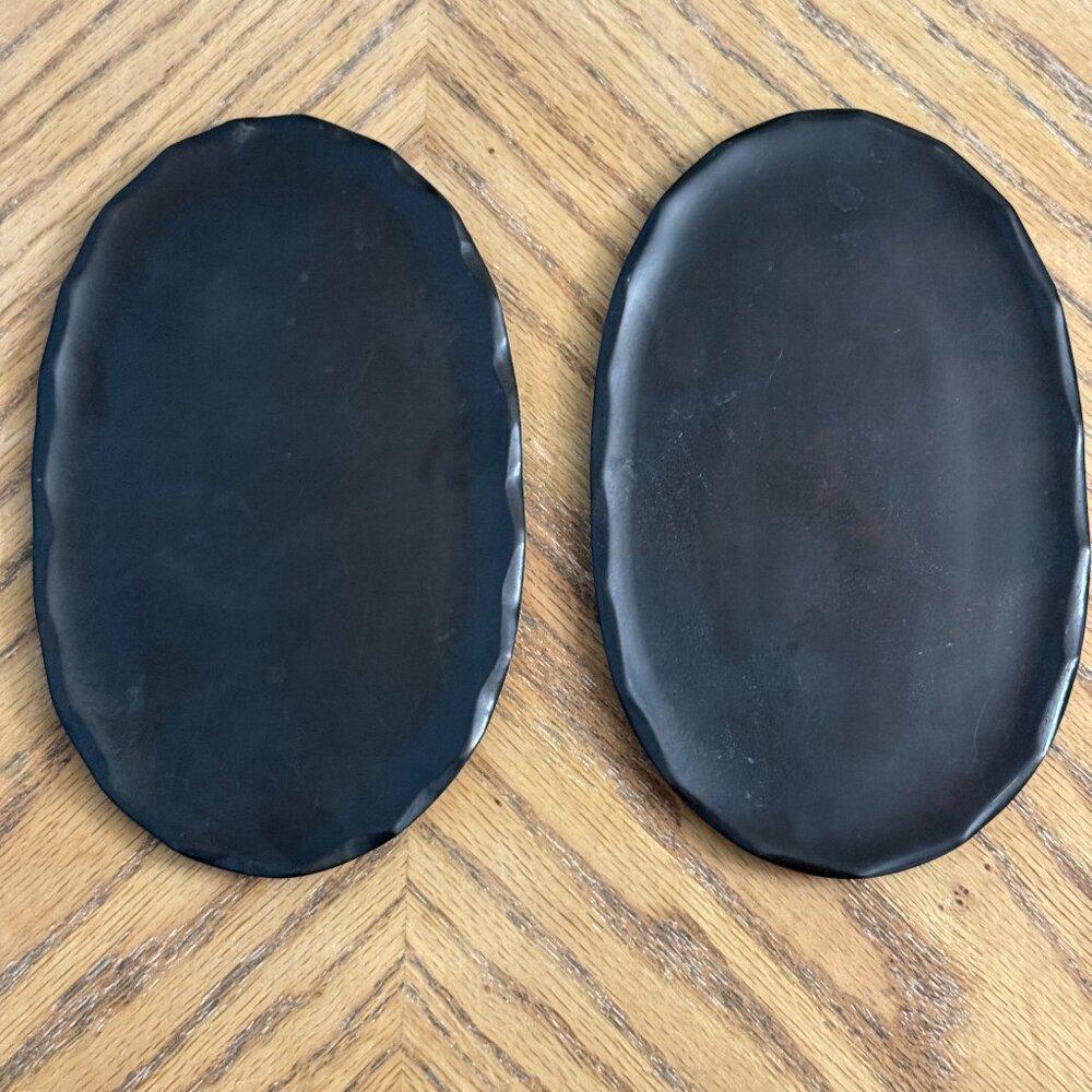 Bed Bath & Beyond Set of 2 Bronze Pillar Candle Plates Large Candle Holders